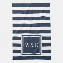 Persoonlijk monogram in marineblauw met witte stre