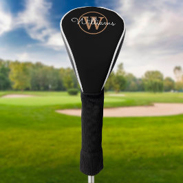 Persoonlijk Monogram in Zwart en Goud Golfheadcover