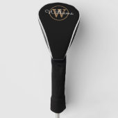 Persoonlijk Monogram in Zwart en Goud Golfheadcover (Voorkant)