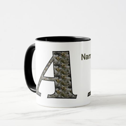 Persoonlijk monogram Initiaal A Hydrangeabloemen Mok (Voorkant links)