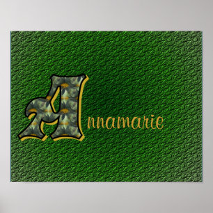 Persoonlijk Monogram Initiaal A Madeliefjes Kunst Poster