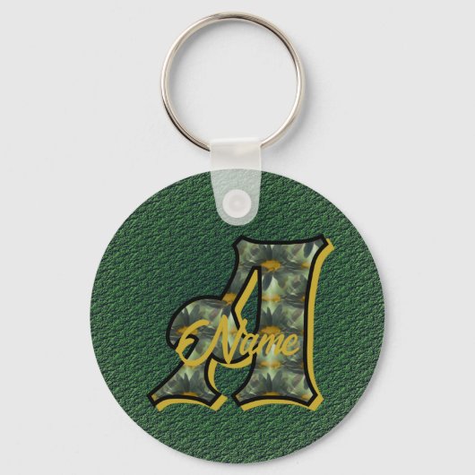 Persoonlijk Monogram Initiaal A Madeliefjes Kunst Sleutelhanger (Voorkant)