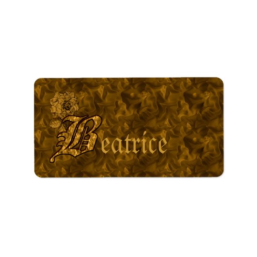 Persoonlijk monogram Initiaal B Gouden Pioen Bloem Etiket (Voorkant)
