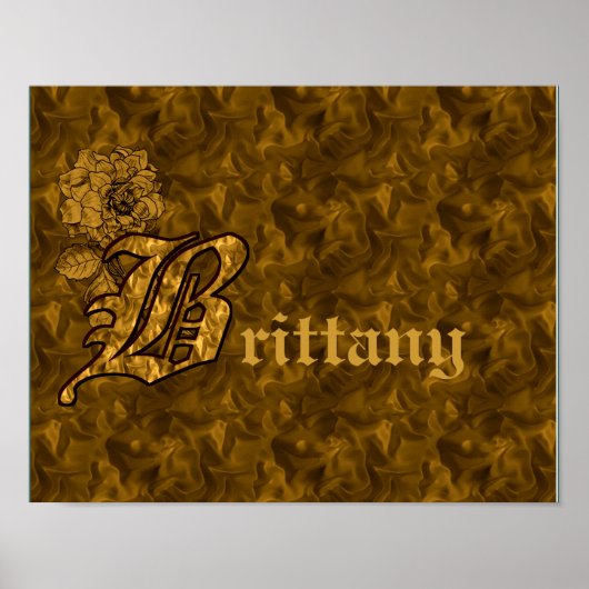 Persoonlijk Monogram Initiaal B Gouden Pioen Bloem Poster (Voorkant)