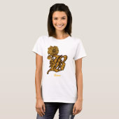 Persoonlijk Monogram Initiaal B Gouden Pioen Bloem T-shirt (Voorkant volledig)
