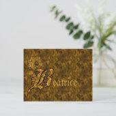 Persoonlijk Monogram Initiaal B Gouden Pioen Briefkaart (Staand voorkant)