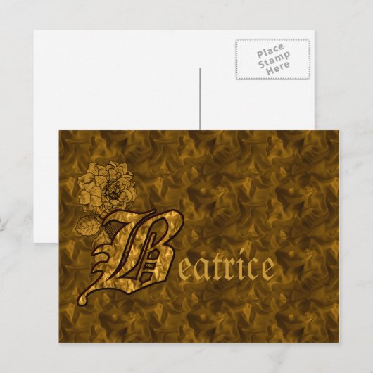 Persoonlijk Monogram Initiaal B Gouden Pioen Briefkaart (Voorkant / Achterkant)