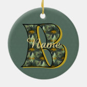 Persoonlijk monogram initiaal B madeliefjes bloem Keramisch Ornament (Achterkant)