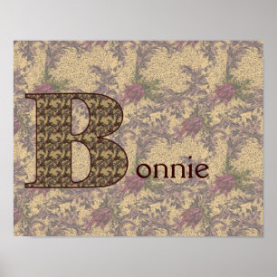 Persoonlijk monogram initiaal B vintage bloemmotie Poster