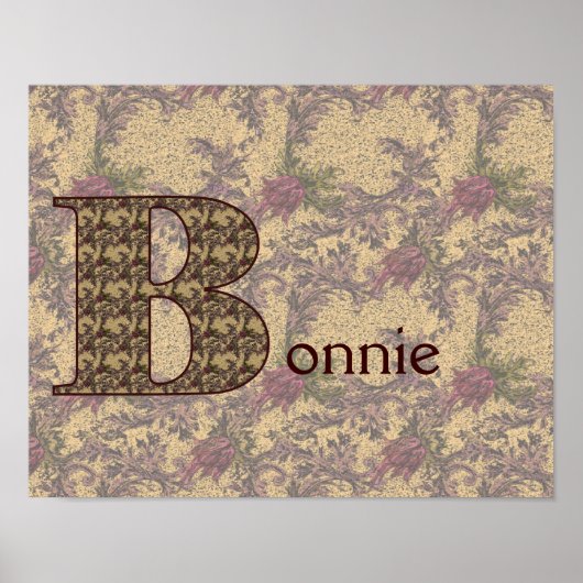 Persoonlijk monogram initiaal B vintage bloemmotie Poster (Voorkant)