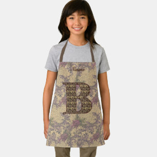 Persoonlijk monogram initiaal B vintage bloemmotie Schort