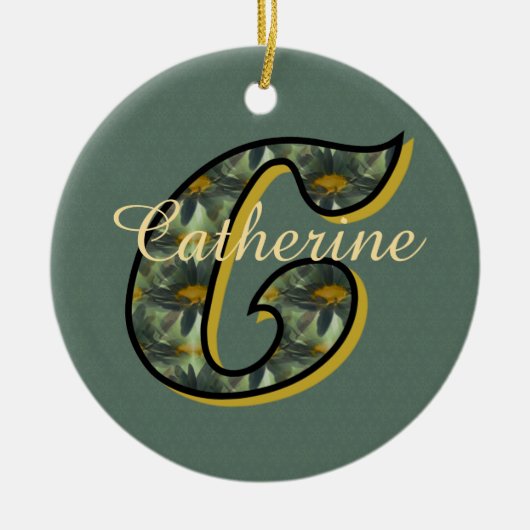 Persoonlijk monogram initiaal C madeliefjes bloem Keramisch Ornament (Voorkant)