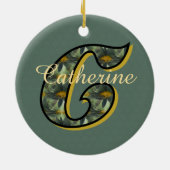 Persoonlijk monogram initiaal C madeliefjes bloem Keramisch Ornament (Achterkant)