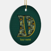 Persoonlijk Monogram Initiaal D Madeliefjes Bloem  Keramisch Ornament (Rechts)