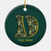 Persoonlijk Monogram Initiaal D Madeliefjes Bloem  Keramisch Ornament (Achterkant)