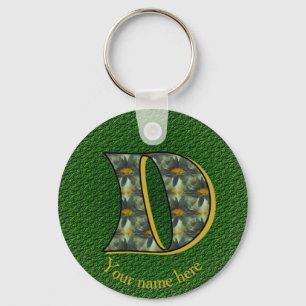 Persoonlijk monogram initiaal D met madeliefjes ku Sleutelhanger