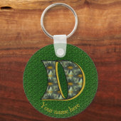 Persoonlijk monogram initiaal D met madeliefjes ku Sleutelhanger (Achterkant)