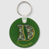 Persoonlijk monogram initiaal D met madeliefjes ku Sleutelhanger (Achterkant)