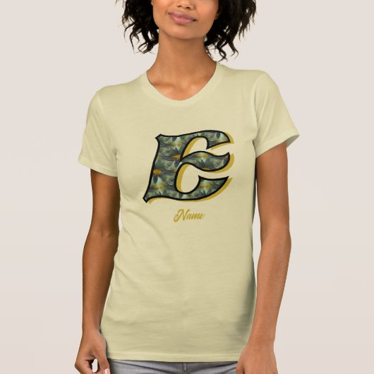 Persoonlijk monogram initiaal E madeliefje bloem k T-shirt (Voorkant)