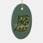 Persoonlijk monogram initiaal E met madeliefjes bl Keramisch Ornament (Rechts)