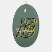 Persoonlijk monogram initiaal E met madeliefjes bl Keramisch Ornament (Links)