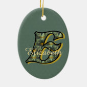 Persoonlijk monogram initiaal E met madeliefjes bl Keramisch Ornament (Achterkant)