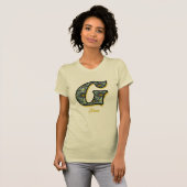 Persoonlijk monogram initiaal G madeliefjes bloem T-shirt (Voorkant volledig)
