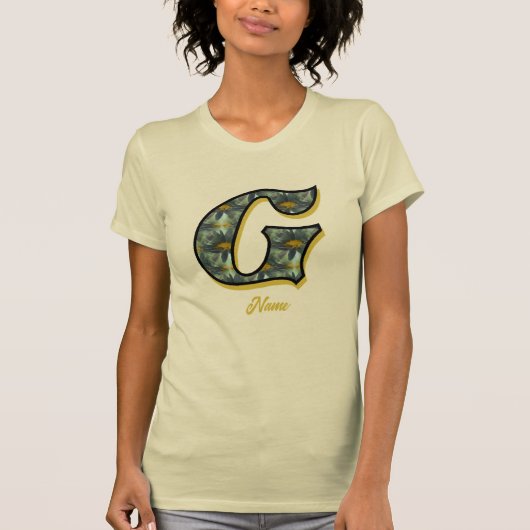 Persoonlijk monogram initiaal G madeliefjes bloem T-shirt (Voorkant)