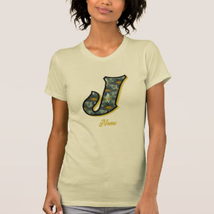 Persoonlijk monogram initiaal J madeliefjes bloem T-shirt