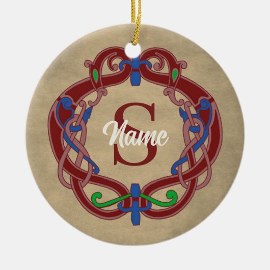 Persoonlijk monogram initiaal Keltisch ontwerp Keramisch Ornament (Voorkant)