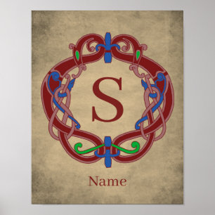 Persoonlijk monogram initiaal Keltisch ontwerp Poster