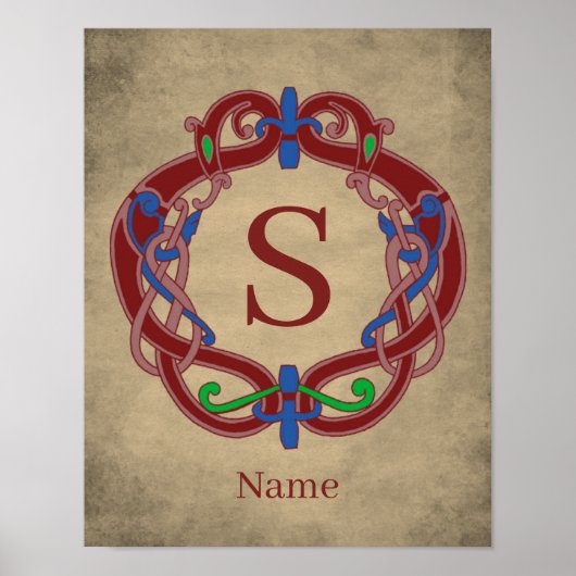 Persoonlijk monogram initiaal Keltisch ontwerp Poster (Voorkant)