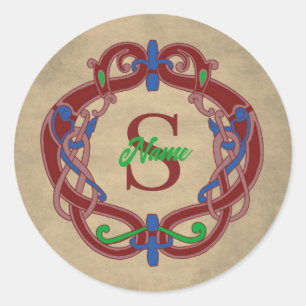 Persoonlijk monogram initiaal Keltisch ontwerp Ronde Sticker
