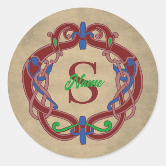 Persoonlijk monogram initiaal Keltisch ontwerp Ronde Sticker (Voorkant)