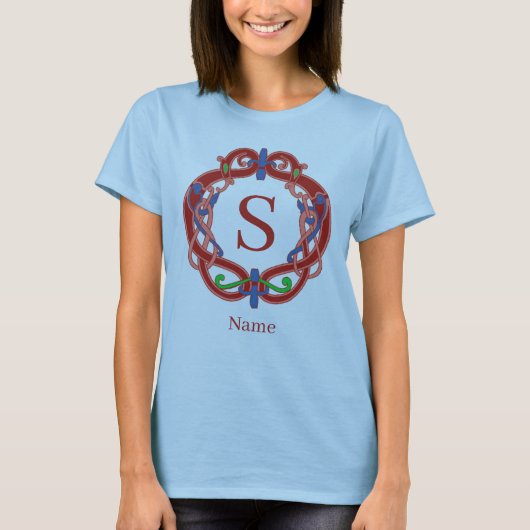 Persoonlijk monogram initiaal Keltisch ontwerp T-shirt (Voorkant)