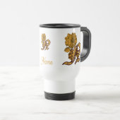 Persoonlijk monogram initiaal N gouden pioen Reisbeker (Voorkant rechts)