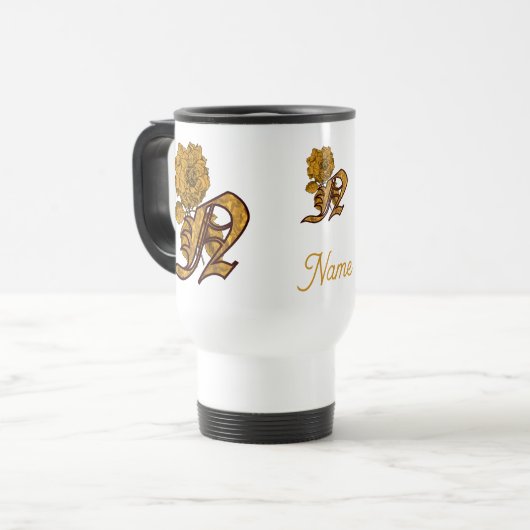 Persoonlijk monogram initiaal N gouden pioen Reisbeker (Voorkant links)