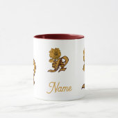 Persoonlijk monogram initiaal N gouden pioenroos Mok (Midden)