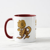 Persoonlijk monogram initiaal N gouden pioenroos Mok (Links)