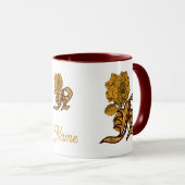 Persoonlijk monogram initiaal N gouden pioenroos Mok (Voorkant rechts)