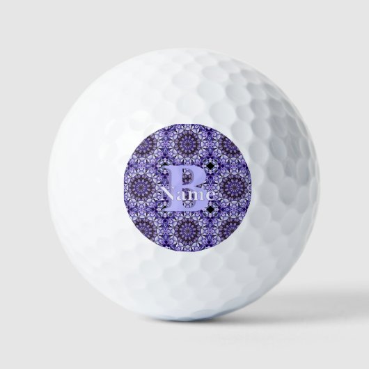 Persoonlijk Monogram Initiaal Naam Bloem Kunst Golfballen (Voorkant)