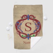 Persoonlijk monogram initiaal naam Keltisch ontwer Golfhanddoek (Insitu)