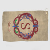 Persoonlijk monogram initiaal naam Keltisch ontwer Golfhanddoek (Horizontaal)