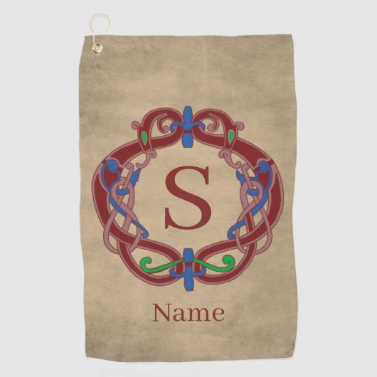 Persoonlijk monogram initiaal naam Keltisch ontwer Golfhanddoek (Voorkant)