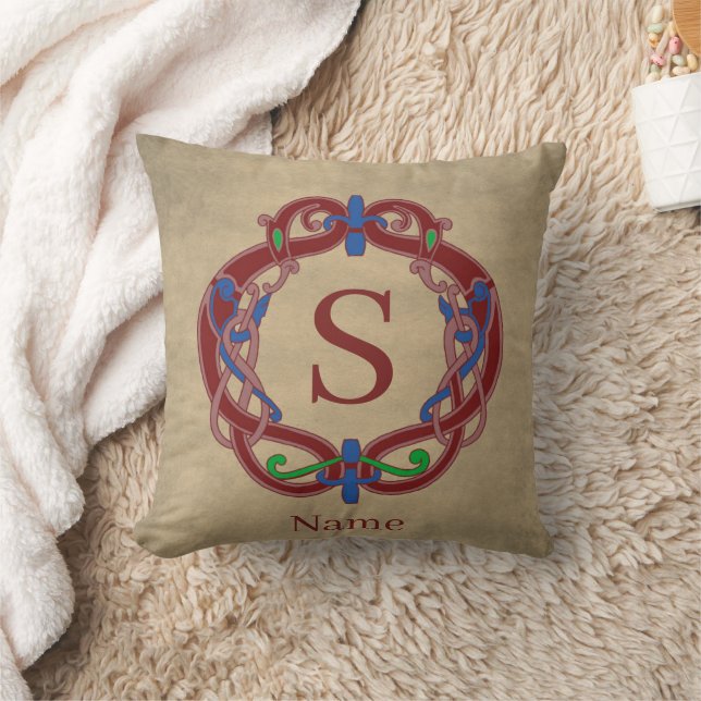 Persoonlijk monogram initiaal naam Keltisch ontwer Kussen (Deken)