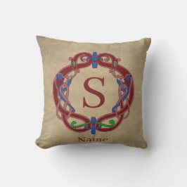 Persoonlijk monogram initiaal naam Keltisch ontwer Kussen