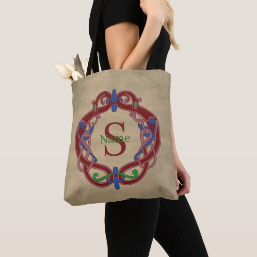 Persoonlijk monogram initiaal naam Keltisch ontwer Tote Bag (Dichtbij)