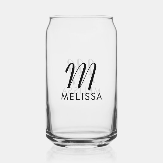 Persoonlijk Monogram Initiaal & Naam Script Modern Blikvorm Glas (Voorkant)