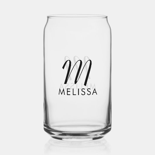 Persoonlijk Monogram Initiaal & Naam Script Modern Blikvorm Glas (Achterkant)