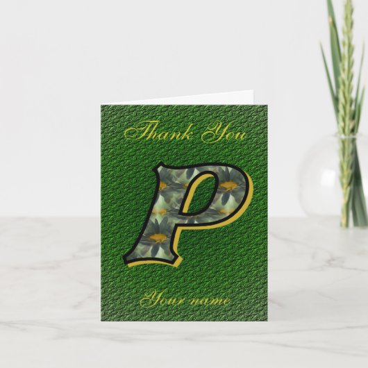 Persoonlijk monogram initiaal P madeliefjes kunst Bedankkaart (Voorkant)